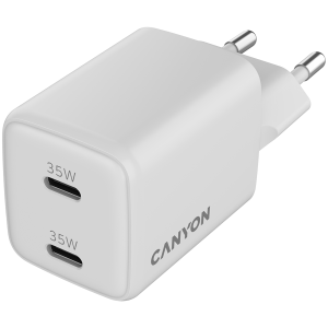 Зарядно устройство Canyon 35W 2xUSB-C GaN PD PPS (CNS-CUW35CC)