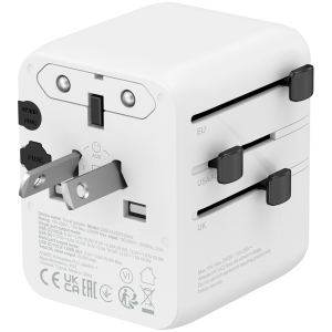 Туристически адаптер Canyon OnTour 20W GaN 2x USB-C USB-A EU/UK/US/AUS (CNS-TA20W1005W)