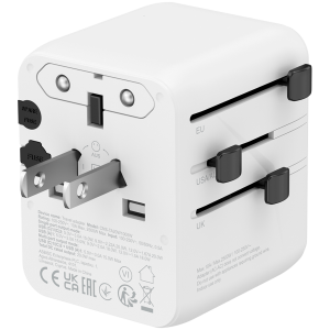 Туристически адаптер Canyon OnTour 20W GaN 2x USB-C USB-A EU/UK/US/AUS (CNS-TA20W1005W)
