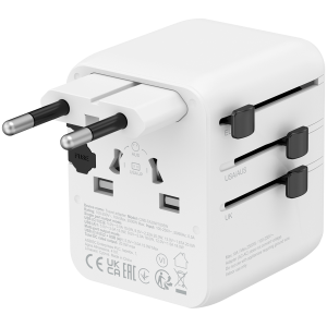 Туристически адаптер Canyon OnTour 20W GaN 2x USB-C USB-A EU/UK/US/AUS (CNS-TA20W1005W)