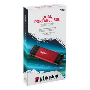 Флаш памет Kingston Dual USB-A/C Portable SSD 1TB - Black/Red