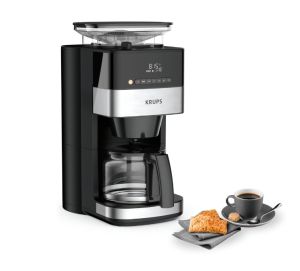 Кафемашина Krups KM832810 Grind & Brew, metalic grinder, 3 grinding settings, digital display, timer, 1.25L
