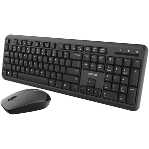 Комплект клавиатура и мишка Canyon Velvet tread Безжичен 2.4GHz 1200DPI Черен (CNS-HSETW02-BG)