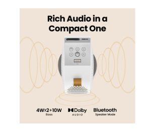 Мултимедиен проектор BenQ GV50, DLP, LASER, 1080p (1920x1080), 100K:1, 500 ANSI Lumens, 1.2X, Google TV, Auto Keystone, HDMI, USB-C with DP/PD, USB-A, BT 5.0, Wi-Fi, Speakers 5.1 2x 4W + 10W Woofer, Light Source Life ECO 30,000hrs, 2.1kg, White