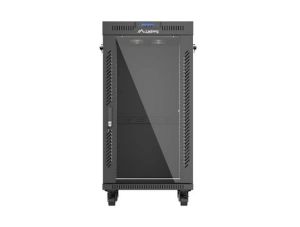 Комуникационен шкаф Lanberg Rack Cabinet 19" Free-Standing 22U/600X600 (FlAT Pack) With Glass Door LCD Black V2