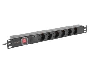 Разклонител Lanberg power distribution unit (pdu) 19" 1U 16a 2m 6x schuko outlets black