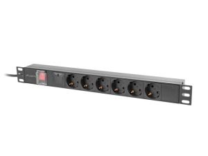 Разклонител Lanberg power distribution unit (pdu) 19" 1U 16a 2m 6x schuko outlets black