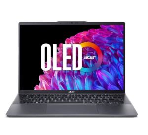 Лаптоп Acer Swift Go SFG14-63-R1DP, AMD Ryzen 7 8845HS (up to 5.1GHz,16MB), 14'' CineCrystal OLED WQ2.8K 90Hz (2880x1800), AMD Radeon Graphics,16GB LPDDR5 onboard, 512GB SSD NVMe, 50Wh, WIFI6E+BT5.3, QHD Cam, MicroSD Reader, Win 11 Home, Backlit KBD, Stee