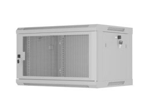 Комуникационен шкаф Lanberg rack cabinet 19" wall-mount 6U/600x450 with perforated door grey (flat pack)