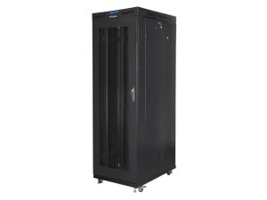 Комуникационен шкаф Lanberg rack cabinet 19" free-standing 27U/800x1200 (flat pack) with mesh door lcd black