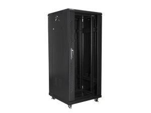 Комуникационен шкаф Lanberg rack cabinet 19" free-standing 27U / 600x600 self-assembly flat pack, black
