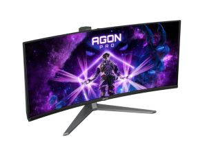 Монитор AOC AG346UCD, 34" Curved 1800R QD-OLED, 3440x1440@175Hz, 0.03msGtG, 1000 cd/m2, 1.5M:1, 80M:1DCR, Adaptive Sync, FlickerFree, Low Blue Light, 8Wx2, Tilt, Height Adjust, Swivel, 2xHDMI, DP, USB hub