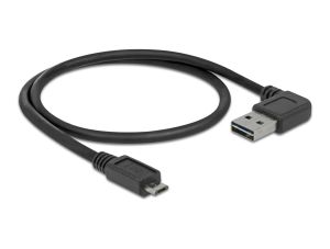 Кабел Delock EASY-USB 2.0 Type-A мъжко angled left / right > USB 2.0 Type Micro-B мъжко 0,5 m