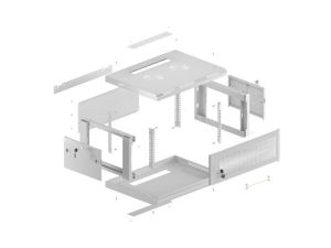 Комуникационен шкаф Lanberg rack cabinet 19" wall-mount 4U/600x450 with perforated door grey (flat pack)