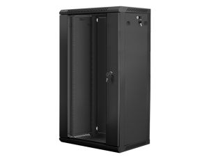 Комуникационен шкаф Lanberg rack cabinet 19" wall-mount 22U / 600x450 for self-assembly (flat pack), black