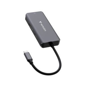 Мултипорт адаптер Verbatim Essentials USB-C към HDMI 4K RJ45 3xUSB-A PD 100W (32157)