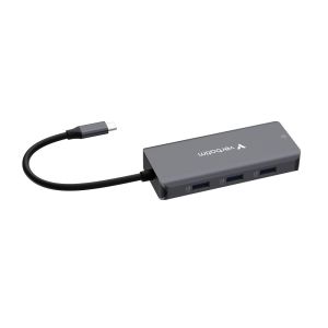 Мултипорт адаптер Verbatim Essentials USB-C към HDMI 4K RJ45 3xUSB-A PD 100W (32157)
