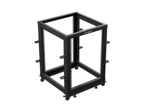 Комуникационен шкаф Lanberg open rack 19" 15U 600x600-1100 adjustable, black