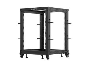 Комуникационен шкаф Lanberg open rack 19" 15U 600x600-1100 adjustable, black