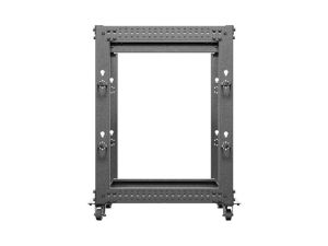 Комуникационен шкаф Lanberg open rack 19" 15U 600x600-1100 adjustable, black