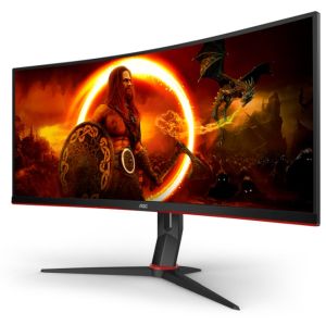 Монитор AOC CU34G2XP/BK, 34" Curved 1500R VA, WLED, 3440x1440@180Hz, 1ms GtG, 1ms MPRT, 430 cd/m2, 4000:1, 80M:1 DCR, Tilt, Height Adjust, Swivel, 2xHDMI, 2xDP, USB hub
