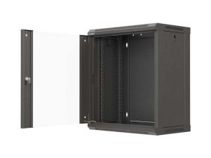 Комуникационен шкаф Lanberg Rack Cabinet, 19" wall-mount 12U/540x350 (flat pack) with glass door, Black
