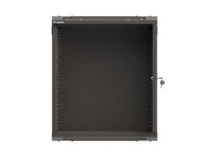 Комуникационен шкаф Lanberg Rack Cabinet, 19" wall-mount 12U/540x350 (flat pack) with glass door, Black