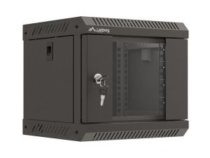 Комуникационен шкаф Lanberg rack cabinet 10" wall-mount 4U/300x300 (flat pack) with glass door black