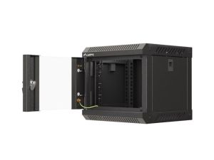Комуникационен шкаф Lanberg rack cabinet 10" wall-mount 4U/300x300 (flat pack) with glass door black