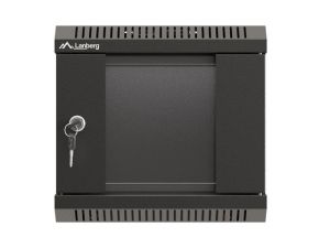 Комуникационен шкаф Lanberg rack cabinet 10" wall-mount 4U/300x300 (flat pack) with glass door black