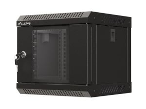 Комуникационен шкаф Lanberg rack cabinet 10" wall-mount 4U/300x300 (flat pack) with glass door black