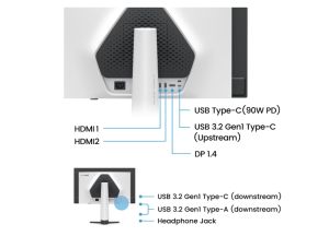 Монитор BenQ MOBIUZ EX271UZ 27", 4K OLED Gaming Monitor, 3840x2160, 166 PPI, 240Hz, 0.03ms, 4th Gen QD-OLED, Graphene Film, FreeSync Premium Pro, Color Vibrance, eARC, smart KVM, Eye Care, 2x HDMI (v2.1), DP, USB C PD 90W, USB hub, WHITE, 5.14kg