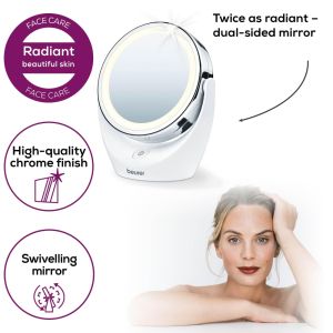 Козметично огледало Beurer BS 49 lluminated cosmetic mirror; 12 LEDs; 5 x zoom; 2 mirrors; 11 cm