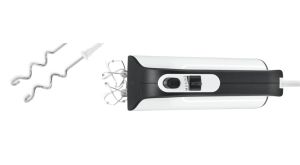 Миксер Bosch MFQ4020, Hand mixer, Styline, 450 W, with innovative FineCreamer stirrers, blender attachment, 5 speed settings, additional pulse/turbo setting, White -black