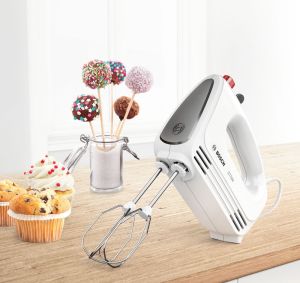 Миксер Bosch MFQ22100, Hand mixer, CleverMixx, 375 W, 4 speed settings, additional pulse/turbo setting, white/gray