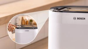 Тостер Bosch TAT2M121, MyMoment Compact toaster, 950 W, Auto power off, Defrost and reheat setting, Integrated warming grid, High lift, White