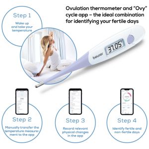 Термометър Beurer OT 20 BasalControl Basic - Ovulation thermometer; Suitable for oral & vaginal measurements; Can be disinfected, Waterproof, Measuring time: Up to 3 minutes