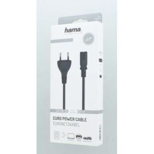 Захранващ кабел HAMA 200732, Euro-plug, 2pin(IEC C7) женско, 1.5 m, Черен