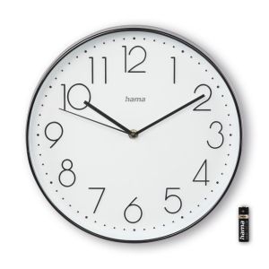 Hama "Corsica" Wall Clock, &Oslash; 30 cm, No Ticking, black/white