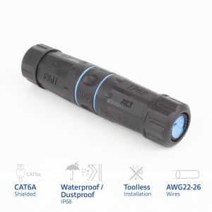 Съединител за мрежа ACT CAT6A, Външен IP68, CAT-6, 1 Gbit/s