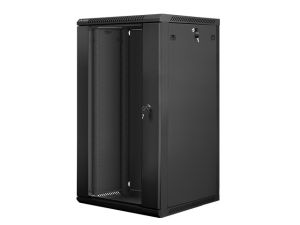 Комуникационен шкаф Lanberg rack cabinet 19" wall-mount 22U / 600x600 for self-assembly (flat pack), black