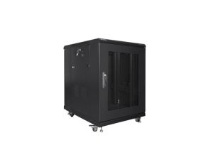 Комуникационен шкаф Lanberg rack cabinet 19" free-standing 15U/600x800 (flat pack) with mesh door black