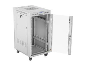 Комуникационен шкаф Lanberg rack cabinet 19" free-standing 22U/600x800 (flat pack) with glass door lcd grey v2