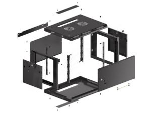 Комуникационен шкаф Lanberg rack cabinet 19" wall-mount 6U/600x450 for self-assembly with metal door black (flat pack)