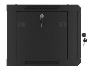 Комуникационен шкаф Lanberg rack cabinet 19" wall-mount 6U/600x450 for self-assembly with metal door black (flat pack)