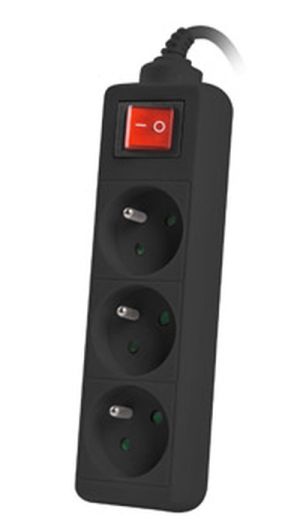 Разклонител Lanberg power strip 3m, 3 sockets, french with circuit breaker quality-grade copper cable, black