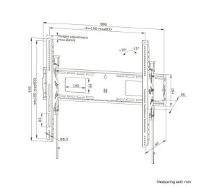 Стойка Neomounts Level-750 Heavy duty wall mount 43-98", max 125kg, tilt, lockable