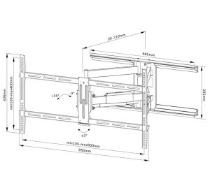 Стойка Neomounts Screen Wall Mount (full motion, 3 pivots, VESA 800x400)