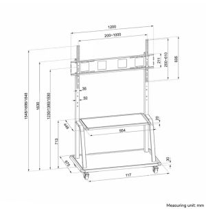 Стойка Neomounts Mobile Flat Screen Floor Stand (stand+trolley) (height: 137-162 cm) box 1&2