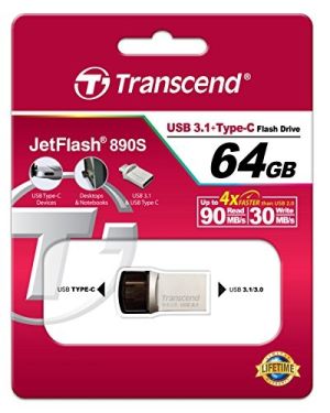 USB флаш памет Transcend JetFlash 890 64GB USB 3.1 Type-C Type-A (TS64GJF890S)